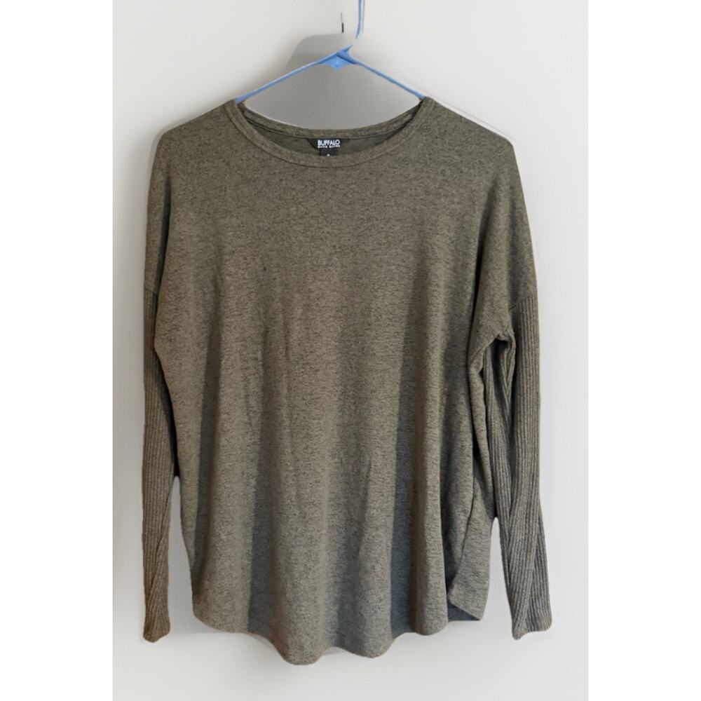 Buffalo David Bitton Sweater Women's Green Long Sleeve Ribbed Cuff Size M